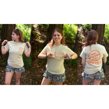 Cream and Orange Circle Logo Tee Shirt